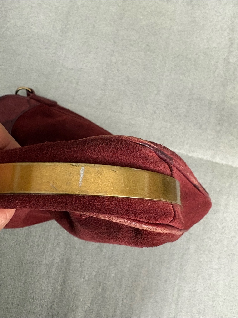 Club Monaco Burgundy Suede Leather Shoulder Bag with Leather Trim - Picture 11 of 14